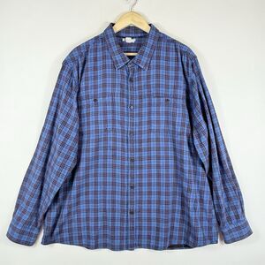 Carbon 2 Cobalt Mens XL Blue Plaid Soft Brushed‎ Long Sleeve Button Front Shirt